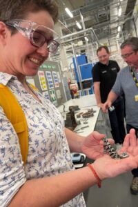 EPSRC Executive Chair Charlotte Deane visiting a university.