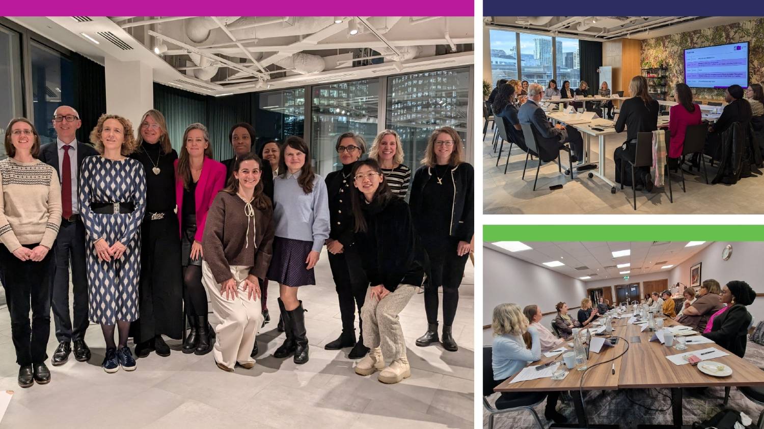 Three images showing the Women in Innovation roundtables